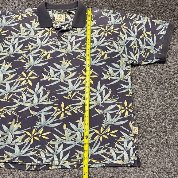 Vintage Thrashed Polo Shirt Sun Faded 80s 90s Leaf Print Distressed Cotton Blue - Picture 5 of 7